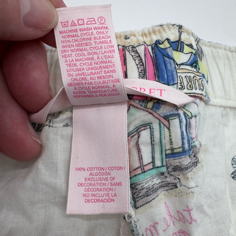 Victoria's Secret White Printed‎ Beach/Surf Scene Lounge Shorts, L - Picture 9 of 12